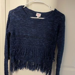 Justice Navy tassel sweater